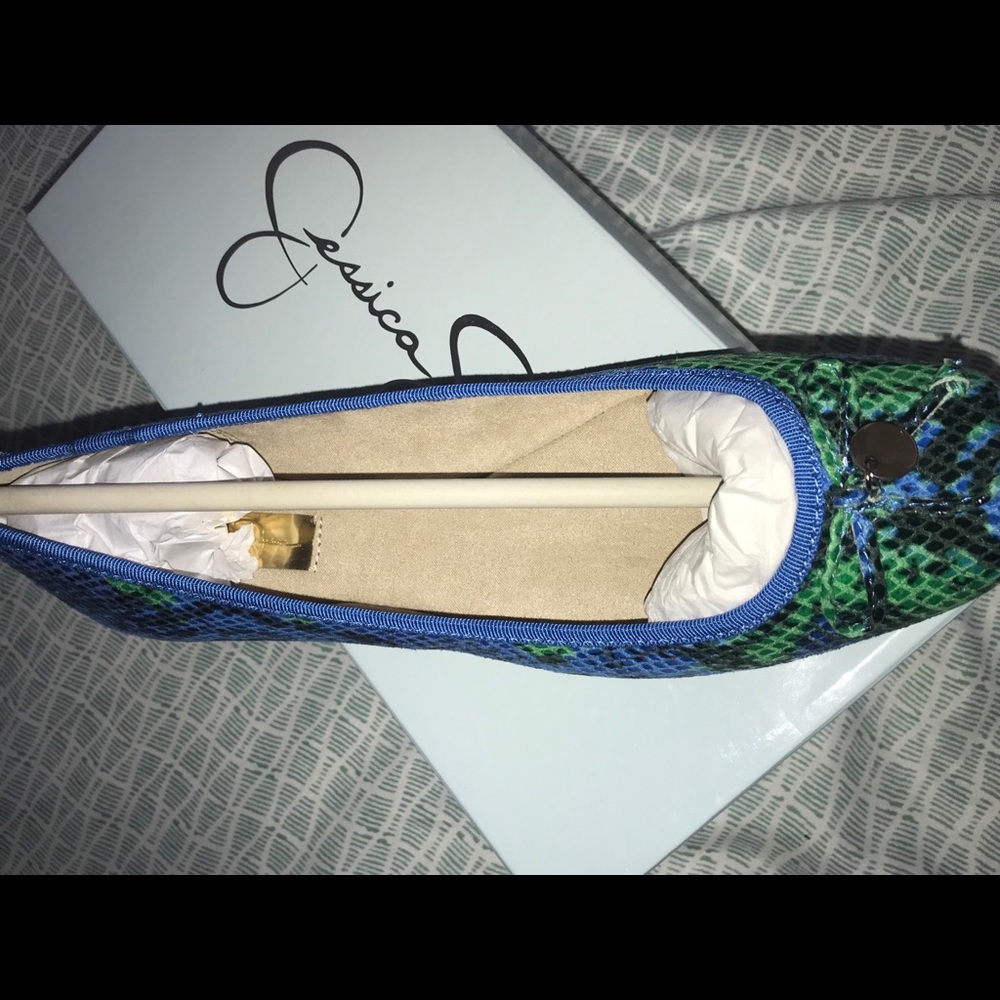 Jessica Simpson Maine flats Blue Green Snake